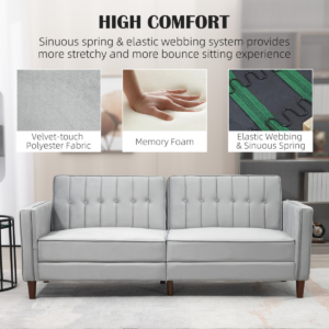 HOMCOM Convertible Sofa Futon Velvet Touch