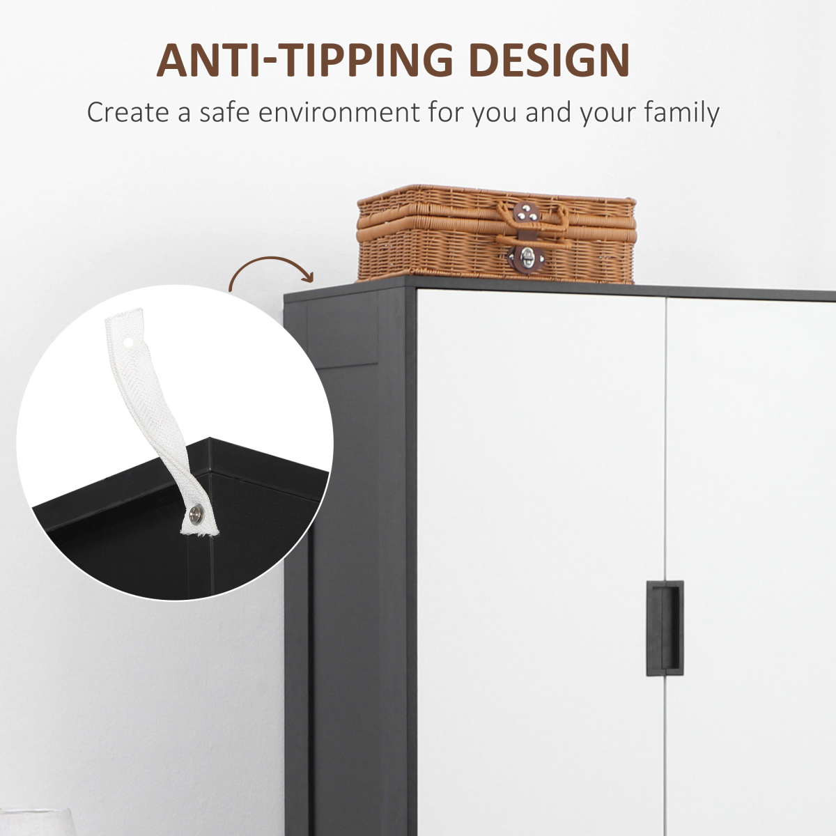 HOMCOM 2 Door Wardrobe Modern with 3 Drawers HOMCOM 2 Door Wardrobe Modern with 3 Drawers