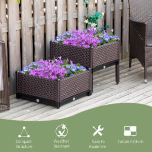 Outsunny 2 Piece Raised Garden Bed Planter Box