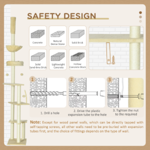 PawHut 6 Tier Floor to Ceiling Cat Tree