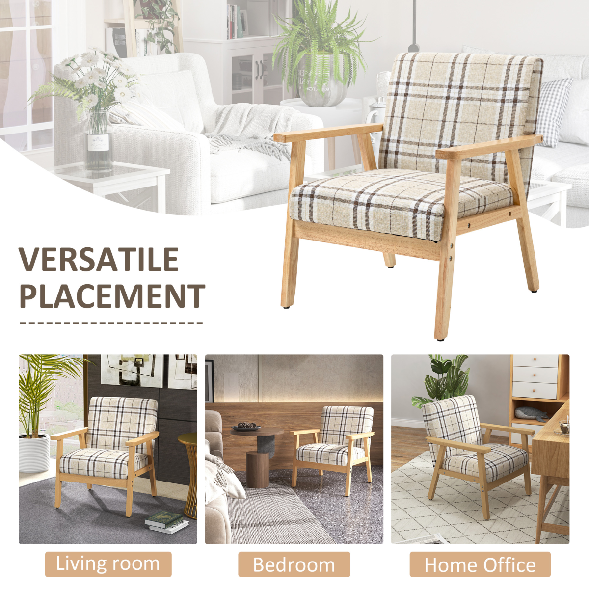 HOMCOM Modern Accent Chairs Upholstered Linen HOMCOM Modern Accent Chairs Upholstered Linen