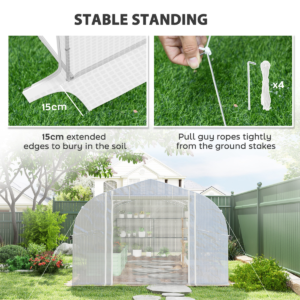 Outsunny Polytunnel Greenhouse w Roll Up Sidewalls