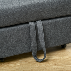 HOMCOM Folding Sofa Bed Adjustable Single Sleeper w/ Pillow Side Pocket, Grey