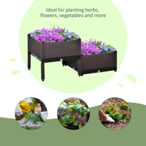 Outsunny 2 Piece Raised Garden Bed Planter Box