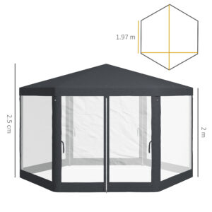 Outsunny Hexagonal Gazebo Dark Grey Outsunny Hexagonal Gazebo Dark Grey
