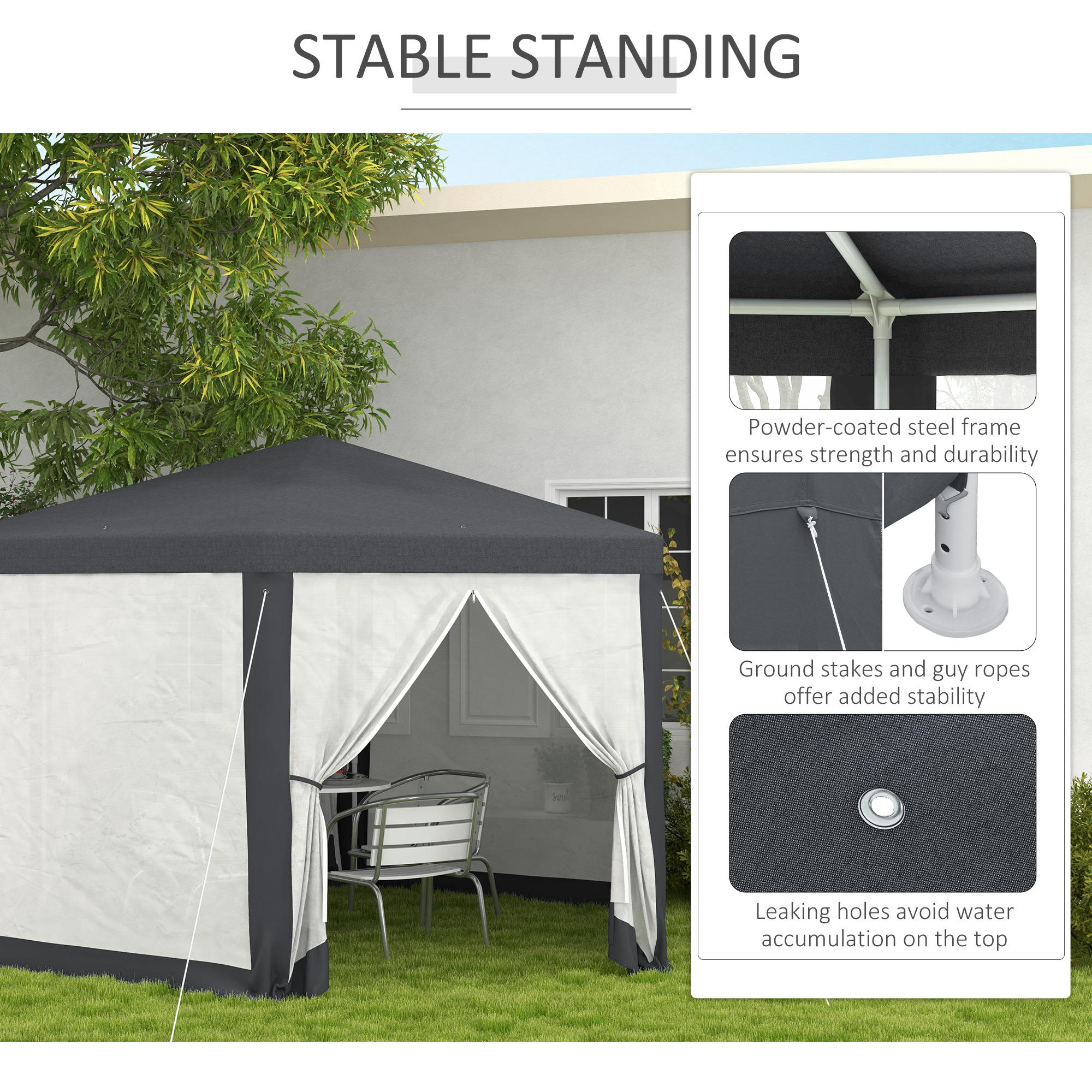 Outsunny Hexagonal Gazebo Dark Grey Outsunny Hexagonal Gazebo Dark Grey