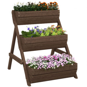 Outsunny 3 Tier Raised Garden Bed Wooden