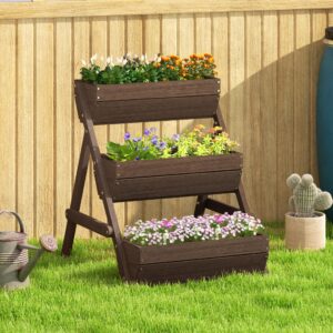Outsunny 3 Tier Raised Garden Bed Wooden
