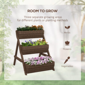 Outsunny 3 Tier Raised Garden Bed Wooden