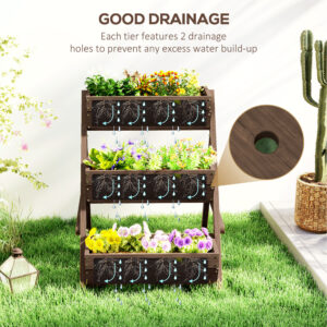 Outsunny 3 Tier Raised Garden Bed Wooden