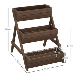 Outsunny 3 Tier Raised Garden Bed Wooden