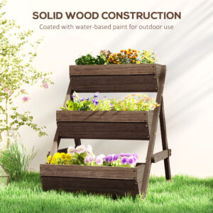 Outsunny 3 Tier Raised Garden Bed Wooden