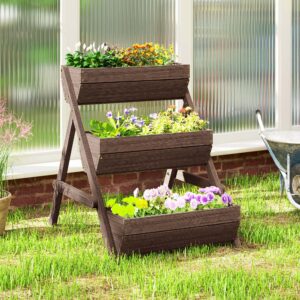 Outsunny 3 Tier Raised Garden Bed Wooden