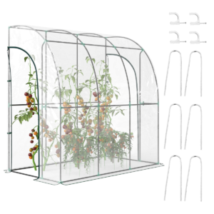 Outsunny Plastic Greenhouse Walk-In Lean to Wall