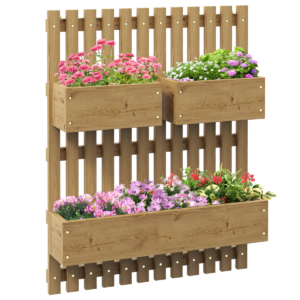 Outsunny Wooden Garden Planters with Trellis
