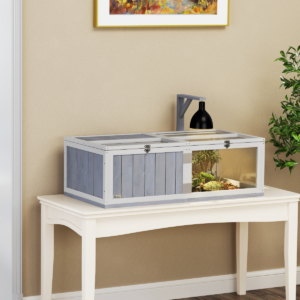 PawHut Wooden Tortoise House with Lamp Holder