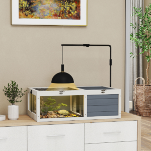 PawHut Tortoise House Wooden With Lamp Holder