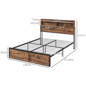 HOMCOM 5.2ft King Bed Frame With Storage