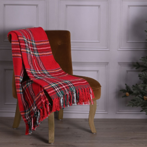 Widdop Cotton Throw Red Tartan Woven Checked
