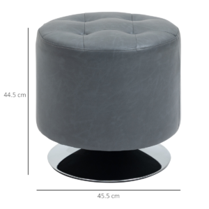 HOMCOM 360 Swivel Foot Stool PU Ottoman Grey