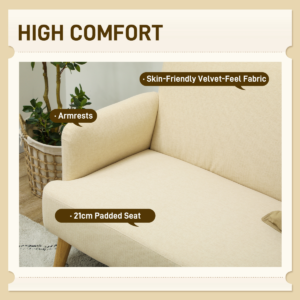HOMCOM 2 Seater Sofa With Wood Legs HOMCOM 2 Seater Sofa With Wood Legs