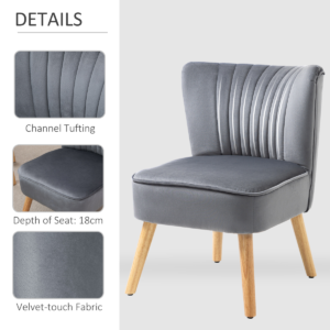 HOMCOM Velvet Accent Chair Grey HOMCOM Velvet Accent Chair Grey