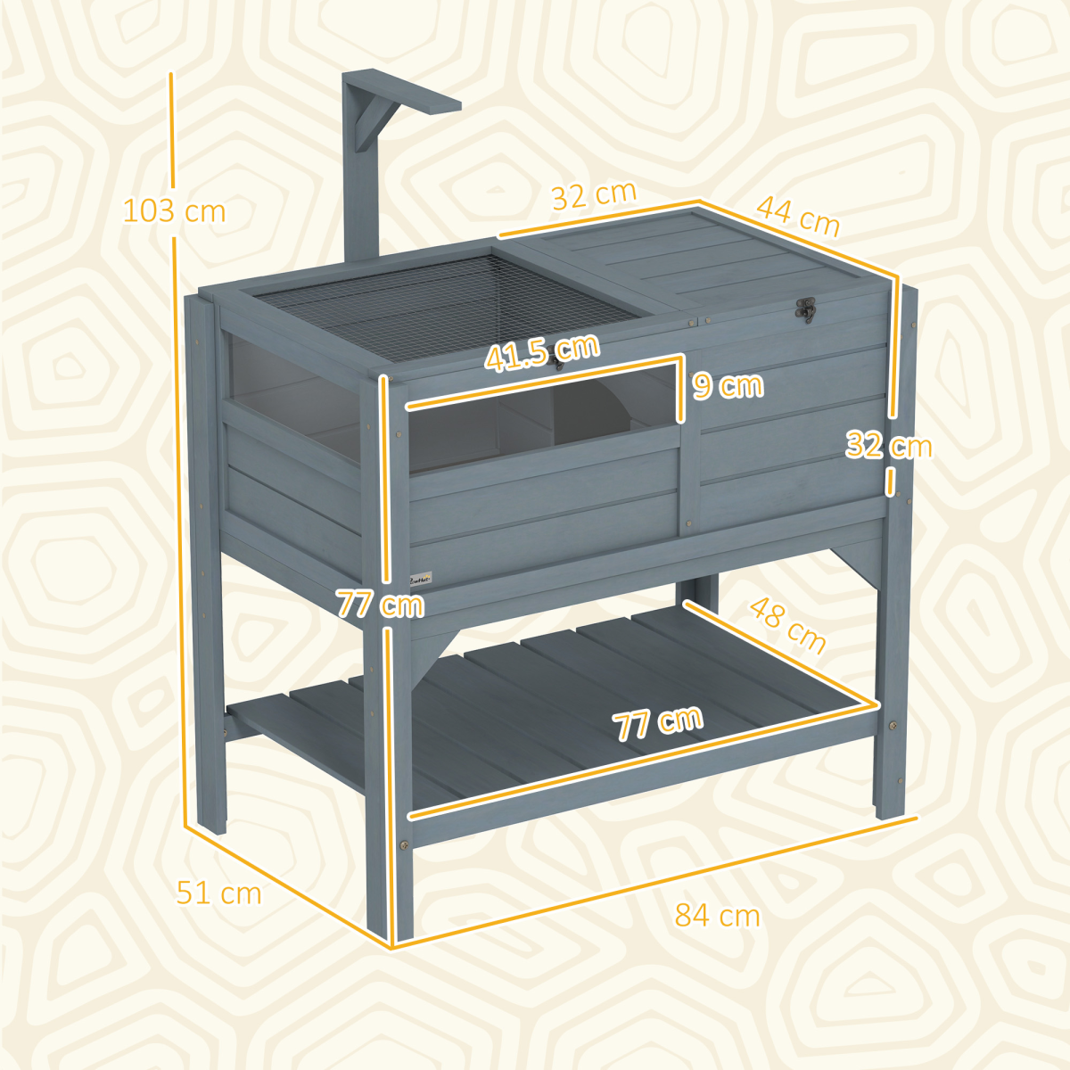 PawHut Wooden Tortoise House With Run PawHut Wooden Tortoise House With Run