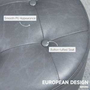 HOMCOM 360 Swivel Foot Stool PU Ottoman Grey