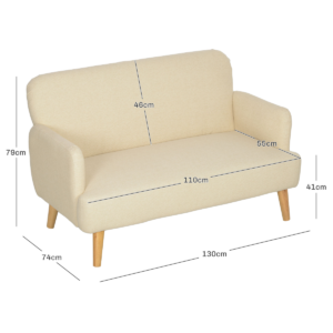 HOMCOM 2 Seater Sofa With Wood Legs HOMCOM 2 Seater Sofa With Wood Legs