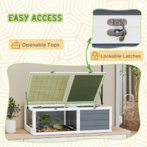 PawHut Tortoise House Wooden With Lamp Holder