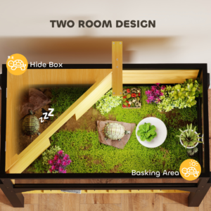 PawHut Wooden Tortoise House with Storage