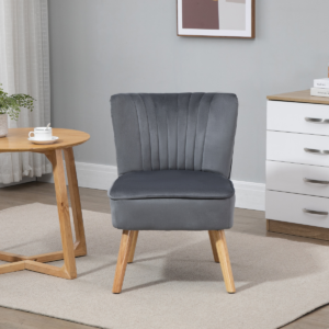 HOMCOM Velvet Accent Chair Grey HOMCOM Velvet Accent Chair Grey