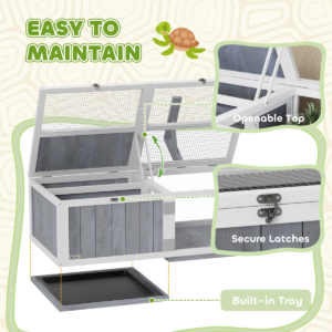 PawHut Wooden Tortoise House with Lamp Holder