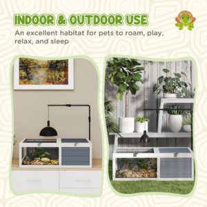 PawHut Tortoise House Wooden With Lamp Holder