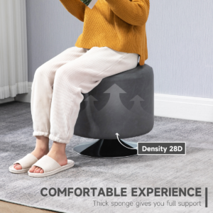 HOMCOM 360 Swivel Foot Stool PU Ottoman Grey