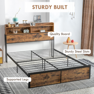 HOMCOM 5.2ft King Bed Frame With Storage
