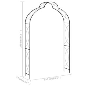 vidaXL Garden Arch Black 150x34x240cm Iron
