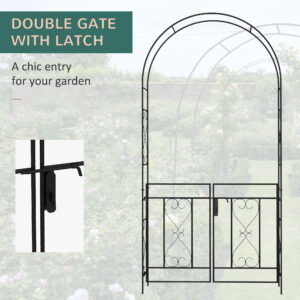 Outsunny Metal Garden Arch with Double Gate