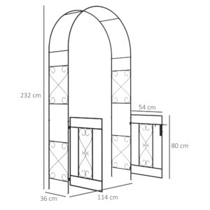 Outsunny Metal Garden Arch with Double Gate