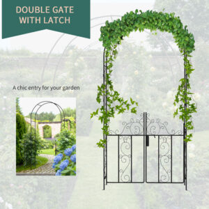 Outsunny Metal Garden Arch with Double Gate