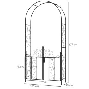 Outsunny Metal Garden Arch with Double Gate