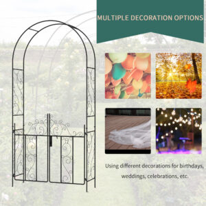 Outsunny Metal Garden Arch with Double Gate