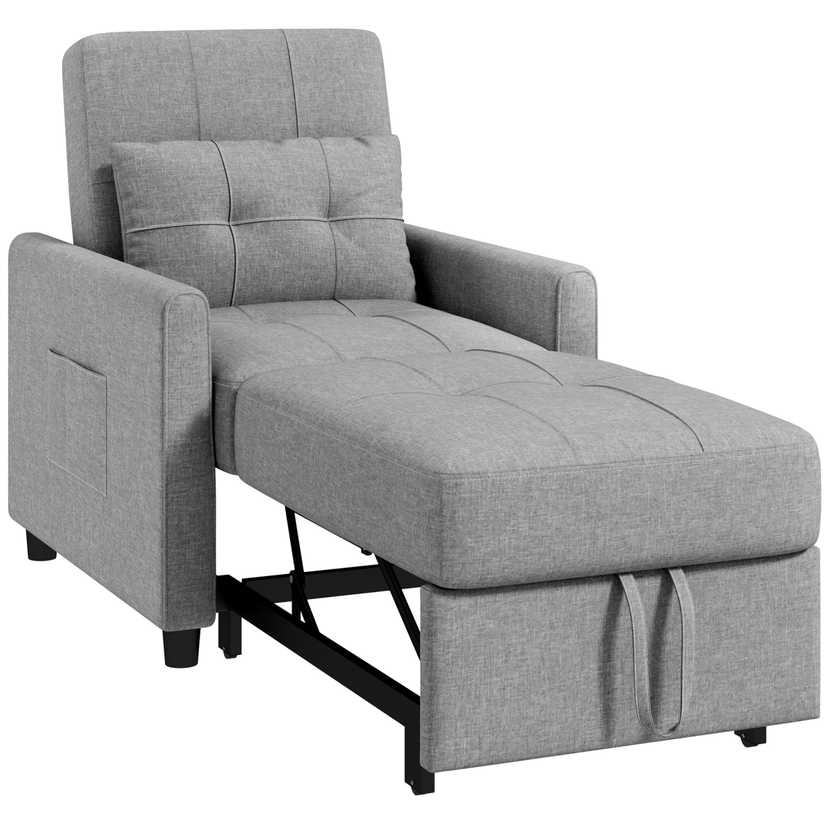 HOMCOM Pull Out Chair Bed With Pillow HOMCOM Pull Out Chair Bed With Pillow