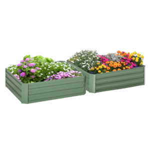 Outsunny Set of 2 Raised Garden Bed Galvanised