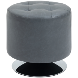 HOMCOM 360 Swivel Foot Stool PU Ottoman Grey