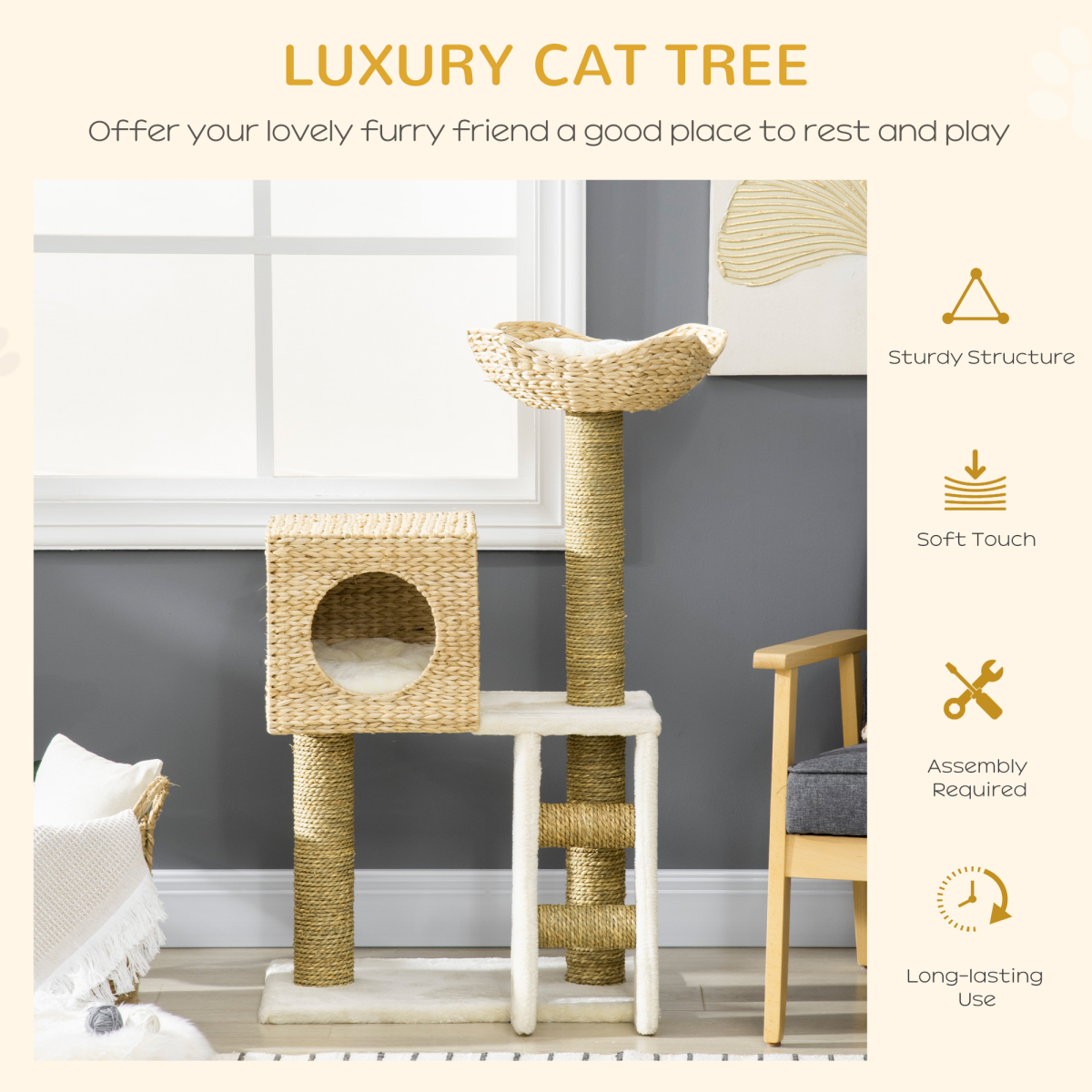 PawHut Cat Tree Kitten Tower with Scratching Posts PawHut Cat Tree Kitten Tower with Scratching Posts
