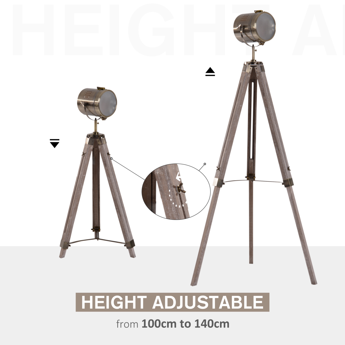 HOMCOM Tripod Floor Lamp 65L Wood/Bronze Colour HOMCOM Tripod Floor Lamp 65L Wood/Bronze Colour