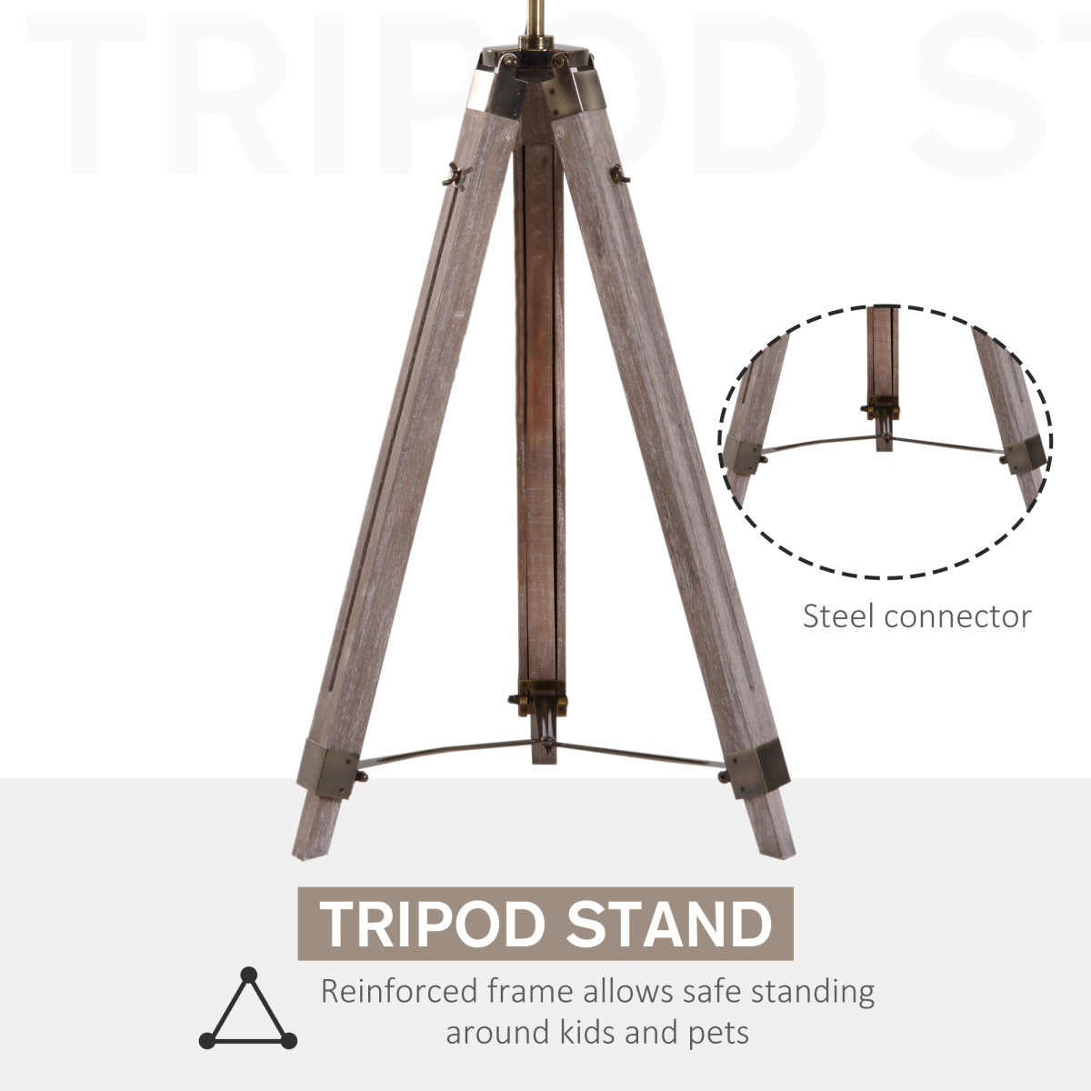 HOMCOM Tripod Floor Lamp 65L Wood/Bronze Colour HOMCOM Tripod Floor Lamp 65L Wood/Bronze Colour