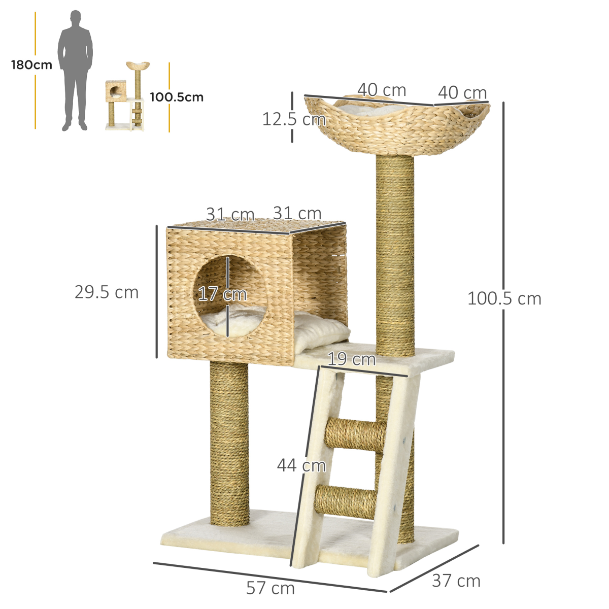 PawHut Cat Tree Kitten Tower with Scratching Posts PawHut Cat Tree Kitten Tower with Scratching Posts