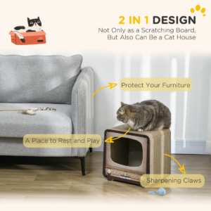 PawHut TV Shape Cat Scratching Board with Catnip